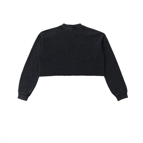 Mystic Maiden - Snow Washed Raw Edge Cropped Sweatshirt